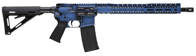 Black Rain Ordnance BROWTPBLB Spec 15+ We The People 5.56x45mm NATO 30+1 16", Blue Battleworn with Deep Engraving, 15" Slim M-LOK, Magpul Grip/Carbine Stock, Castle Flash Hider