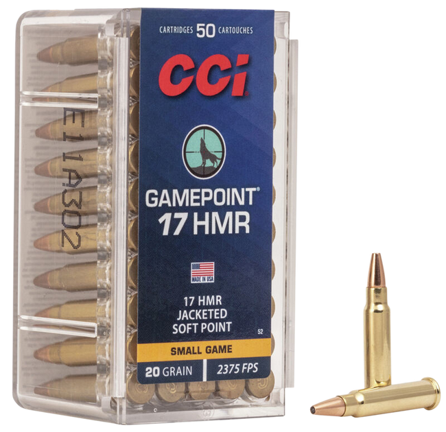 CCI,GamePoint,17 Hornady Magnum Rimfire,Jacketed Hollow Point,20 Grain,50 Rounds