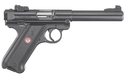 Ruger 40101 Mark IV Target 22 LR 10+1 5.50" Blued Bull Barrel Blued. Blued Aluminum Frame, Drilled & Tapped Receiver, Black Checkered Polymer Grip, Right Hand - 40101 - 736676401017