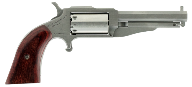 North American Arms 19603C 1860 The Earl 22 LR or 22 MWR 5rd 3" Barrel, Overall Stainless Steel Finish & Rosewood Boot Grip Includes Cylinder