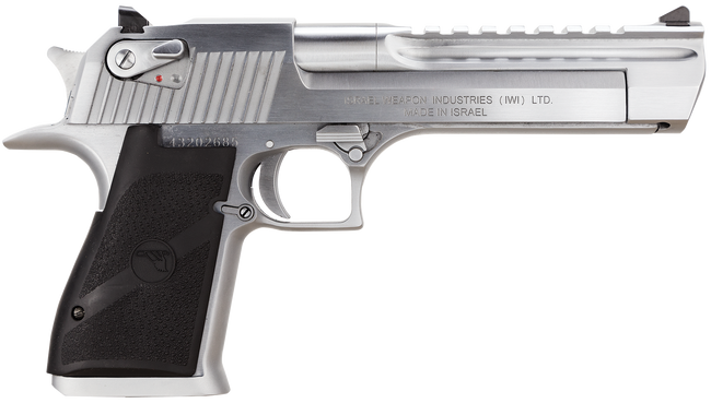 Magnum Research DE44BC Desert Eagle Mark XIX 44 Rem Mag Caliber with 6" Picatinny Barrel, 8+1 Capacity, Overall Brushed Chrome Finish Carbon Steel, Beavertail Frame, Serrated Slide & Black Rubber Grip