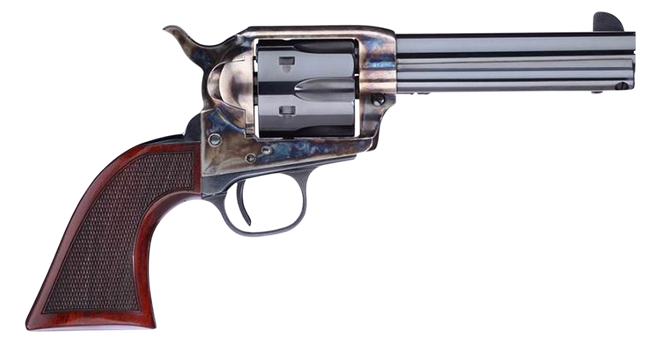 Taylors & Company 556201DE Short Stroke Smoke Wagon  45 Colt (LC) 6rd 4.75" Blued Cylinder & Barrel Color Case Hardened Steel Frame Checkered Walnut Navy Size Grip (Taylor Tuned)