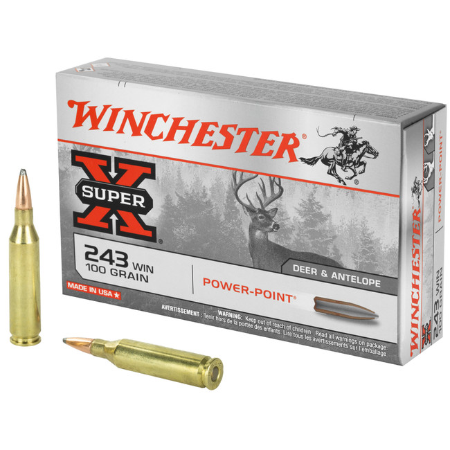 Winchester Super-X Rifle Ammo 243 Win 100 gr. Power-Point 20 rd. - X2432 - 020892200043