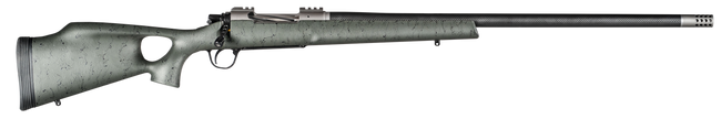 Christensen Arms CA10269215422 Summit TI  Full Size 300 Win Mag 3+1, 26" Natural Titanium Steel Threaded Barrel, Natural Titanium Aluminum Receiver, Green w/Black Webbing Fixed Thumbhole Stock