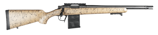 Christensen Arms 8010635700 Ridgeline Scout Full Size 450 Bushmaster 4+1, 16" Black Nitride Steel Threaded Barrel, Black Nitride Aluminum Receiver, Tan w/Black Webbing Fixed Sporter Stock