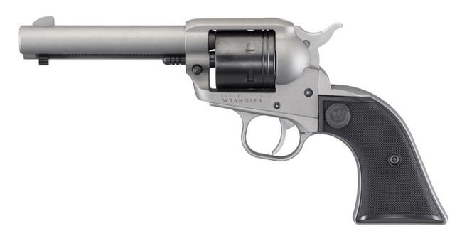 Ruger 2003 Wrangler  22 LR 6 Shot 4.62" Silver Cerakote, Silver Cerkoate Aluminum Frame & Cylinder Black Checkered Polymer Grips - 2003 - 736676020034