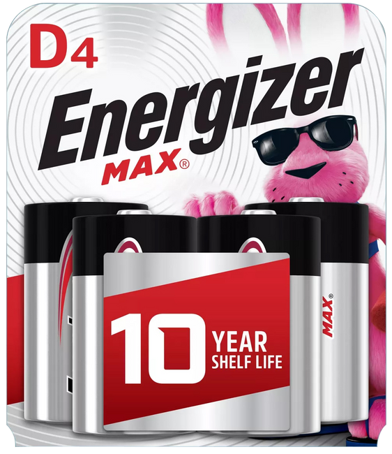 Energizer E95BP4 MAX D Batteries  Black & Silver Alkaline 1.5 Volt, Qty (12) 4 Pack