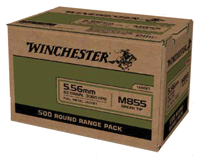 Winchester USA M855 5.56 NATO Full Metal Jacket 62 Grain 500 Rounds