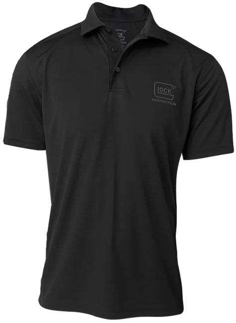 Glock AP96212 Glock Perfection Polo  Black Polyester Mesh Short Sleeve Medium