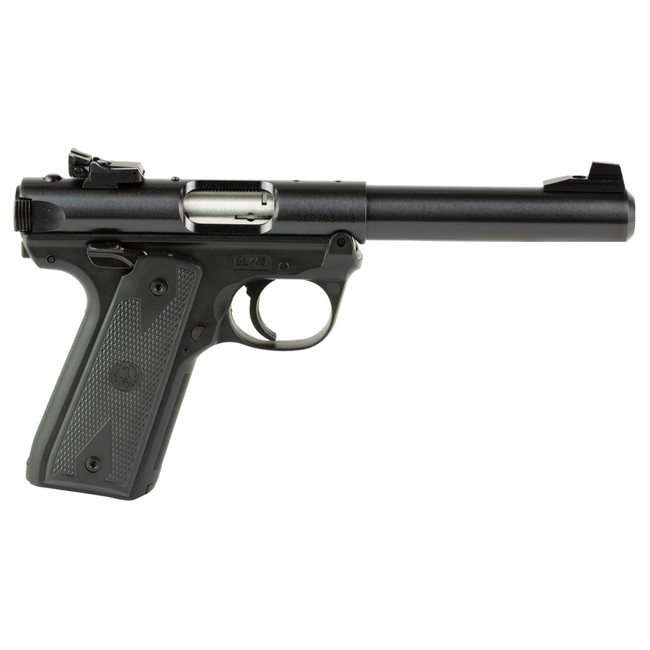 Ruger  Mark IV 22/45 22 LR 10+1, 5.50" Stainless Bull Barrel, Blued Drilled & Tapped Steel Receiver & Polymer Frame,  Black Checkered Polymer Grip Ambidextrous - 40187 - 736676401871