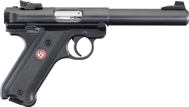Ruger 40183 Mark IV Target *CA Compliant 22 LR 10+1 5.50" Blued Bull Barrel, Blued Aluminum Frame, Black Checkered Polymer Grip, Right Hand - 40183 - 736676401833
