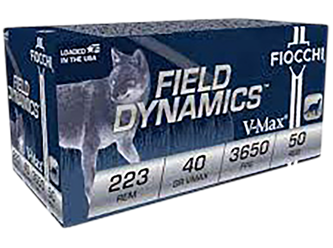 Fiocchi 223FHVB Field Dynamics  223Rem 40gr Hornady V-Max 50/4 *Sold as case