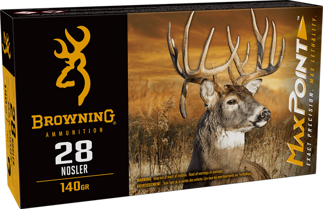 Browning Ammo B192100282 Max Point  28Nosler 140gr 20 Rounds