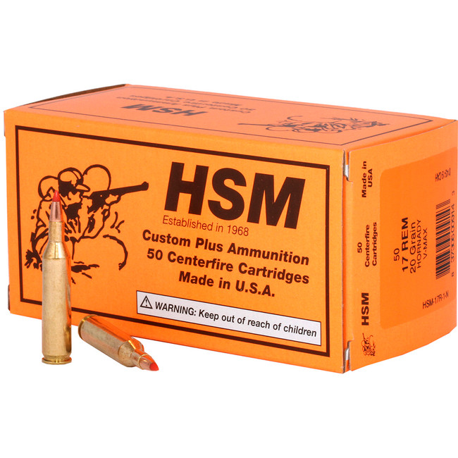 HSM Varmint Rifle Ammunition 17 Rem. V-Max 20 gr. 50 rd.