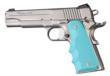 Hogue Govt. Model Rubber Grip with Finger Grooves-Aqua