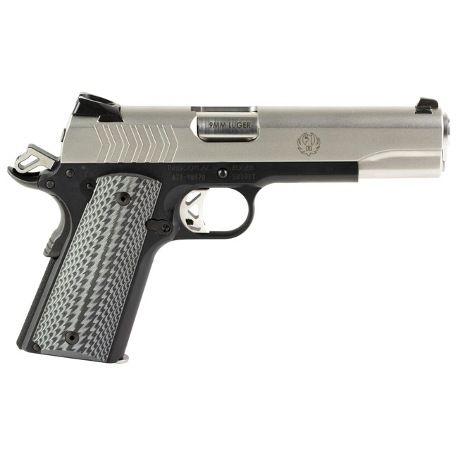 Ruger  SR1911  Full Size 9mm Luger 9+1 5" Stainless Steel Barrel, Satin Stainless Steel Serrated Slide, Black Anodized Aluminum Frame w/Beavertail, Black/Gray G10 Grip - 6794 - 736676067947