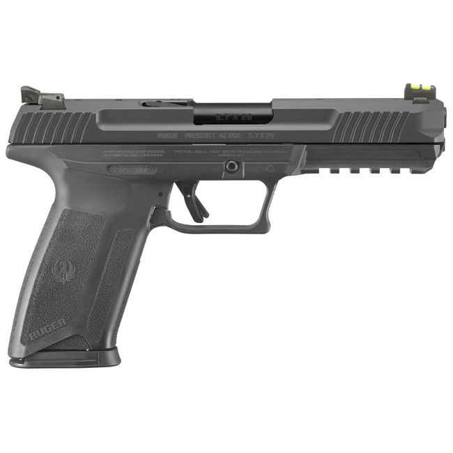 Ruger 16403 Ruger-5.7 Pro 5.7x28mm 20+1 4.94" Black Nitride Alloy Steel Barrel, Black Oxide Optic Cut/Serrated Steel Slide, Black Polymer Frame w/Picatinny Rail, Black Polymer Grip, Right Hand - 16403 - 736676164035