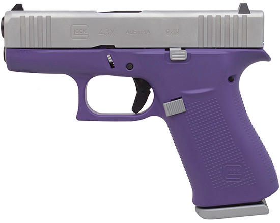 Glock 43x 9mm Luger 3.4in 10rd Purple Silver Slide