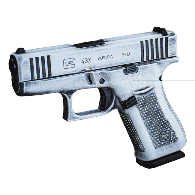 Glock G43X 9mm Luger 3.41in 10rd White Battle Worn Cerakote