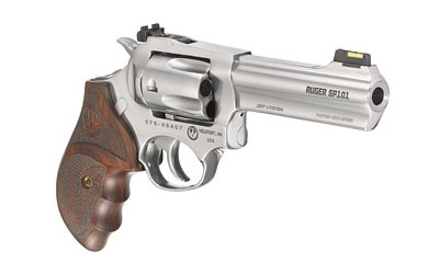 Ruger 5782 SP101 Match Champion 357 Mag  4.20" Barrel 5rd Triple-Locking Cylinder, Gloss Stainless Steel, Altamont Stippled/Checkered   Hardwood Grip, Transfer Bar Safety - 5782 - 736676057825