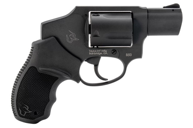 Taurus 2-850121 850  Small 38 Special 5 Shot 2" Matte Black Alloy Steel Barrel, Cylinder & Frame, Black Rubber Grip, Transfer Bar Safety, Concealed Hammer - 2-850121 - 725327200963