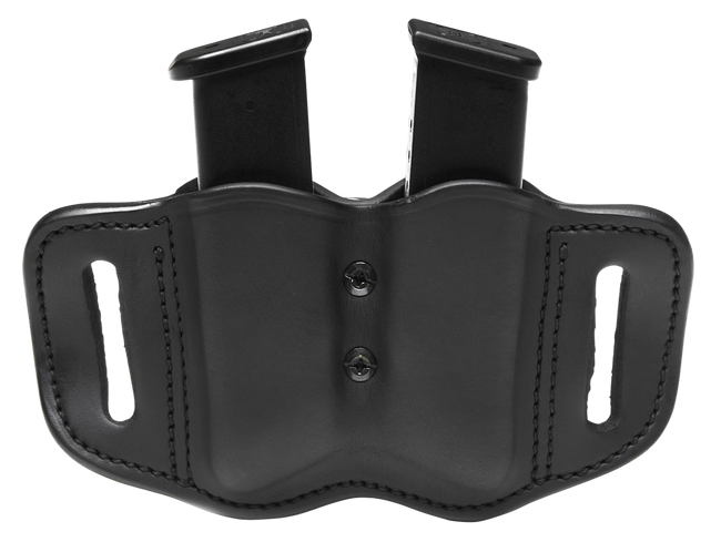 1791 Gunleather MAGF22SBLA MAG-F Double Mag Holster Stealth Black Leather Belt Slide Compatible w/ Double Stack Ambidextrous