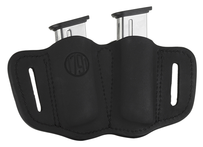 1791 Gunleather MAG21SBLA MAG2.1 Double Mag Holster Stealth Black Leather Belt Slide Belts 1.50" Wide Compatible w/ Single Stack Ambidextrous