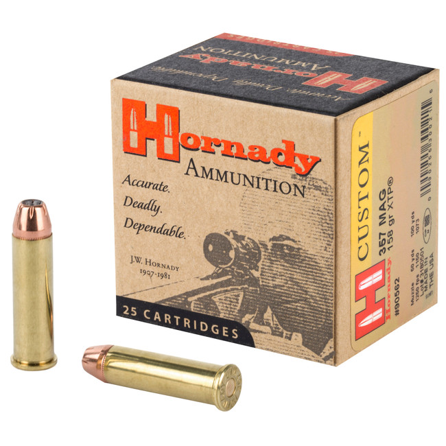 Hornady Custom Pistol Ammo 357 Mag 158 gr. XTP Jacket Hollow Point 25 rd. - 90562 - 090255300215