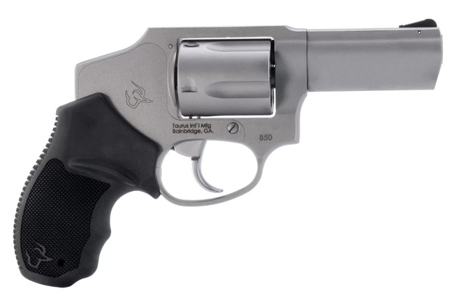 Taurus 2-850139 850  Small 38 Special 5 Shot 3" Matte Stainless Steel Barrel & Cylinder, Matte Stainless Steel Frame, Black Rubber Grip, Transfer Bar Safety, Concealed Hammer - 2-850139 - 725327637615