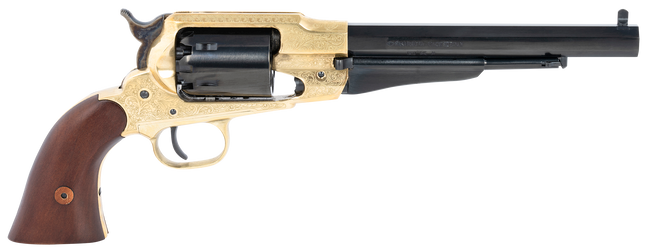 Pietta PF58BRE448 1858  44 Cal 6rd 8" Blued Barrel & Cylinder, Engraved Brass Frame, Walnut Grip, Brass trigger Guard & Backstrap