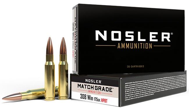 Nosler Match Grade 308 Winchester Hollow Point Boat Tail 175 Grain 20 Rounds
