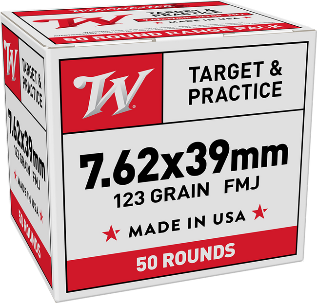 Winchester Target and Practice 7.62x39 Full Metal Jacket 123 Grain 50 Rounds