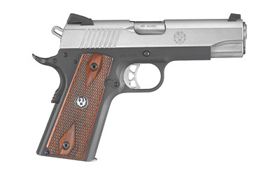 Ruger 6711 SR1911 Lightweight Commander 45 ACP 7+1 4.25" Stainless Steel Barrel, Low-Glare Serrated Stainless Steel Slide, Black Anodized Aluminum Frame w/Beavertail, Hardwood Grip, Right Hand - 6711 - 736676067114