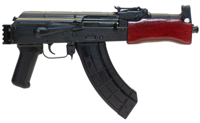 Century Arms Romanian Mini Draco Stamped AK-47 Pistol - Black | 7.62x39 |  7.75" Barrel | Red Wood Handguard