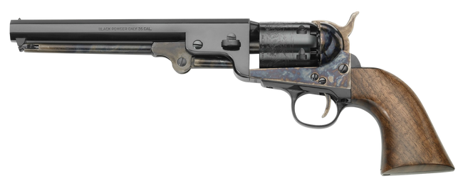 Pietta PF51CHS36712 1851 Navy London 36 Cal 6rd 7.50" Blued Octagon Barrel, Blued Cylinder, Color Case Hardened Steel Frame, Walnut Grip, Exposed Hammer