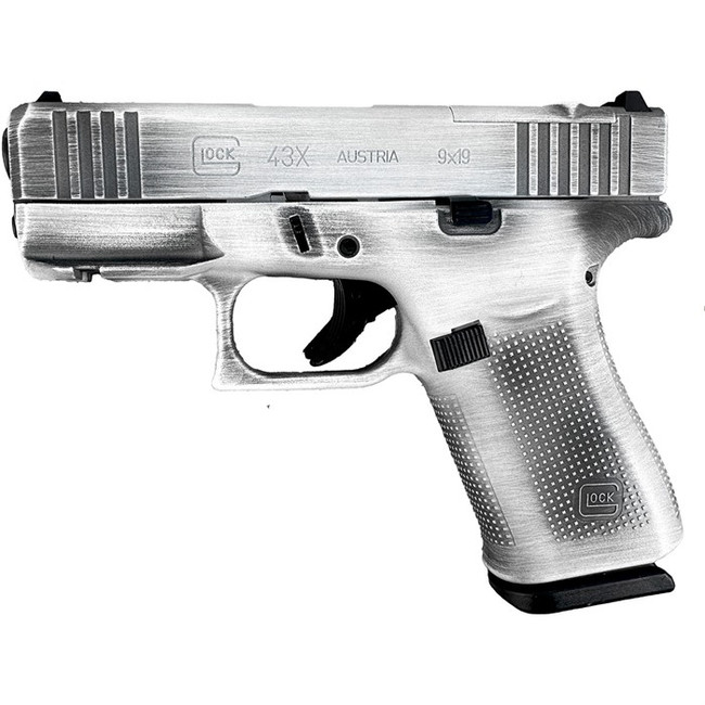 Glock 43x Mos 9mm 3.41in Barrel 10+1-Round Distressed Stormtrooper White