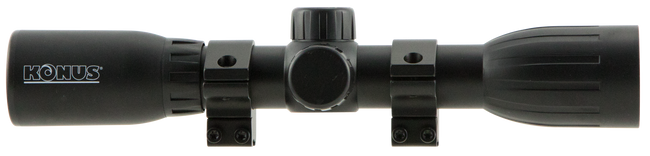 Konus Optics KonusFire 4x32 Rifle Scope 1in Tube 30/30 Duplex Reticle Includes Mounting Rings