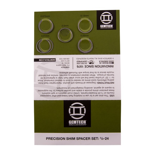 Gemtech Shim Kit for 7.62mm Flash Hider 5 8 24 Alignment