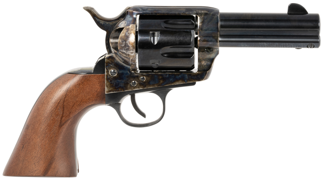 Traditions SAT73005 1873 Frontier 357 Mag 6rd 3.50" Blued Cylinder & Barrel Color Case Hardened Steel Frame Walnut Navy Size Grip