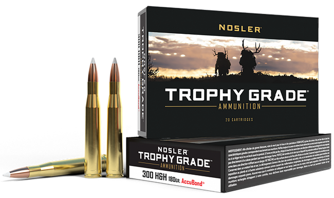Nosler Trophy Grade Rifle Ammunition 300 H&H 180 gr. AB SP 20 rd.