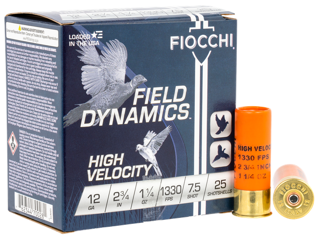 Fiocchi High Velocity Hunting Loads 12 ga. 2.75 in. 1 1/4 oz. 7.5 Shot 25 rd.