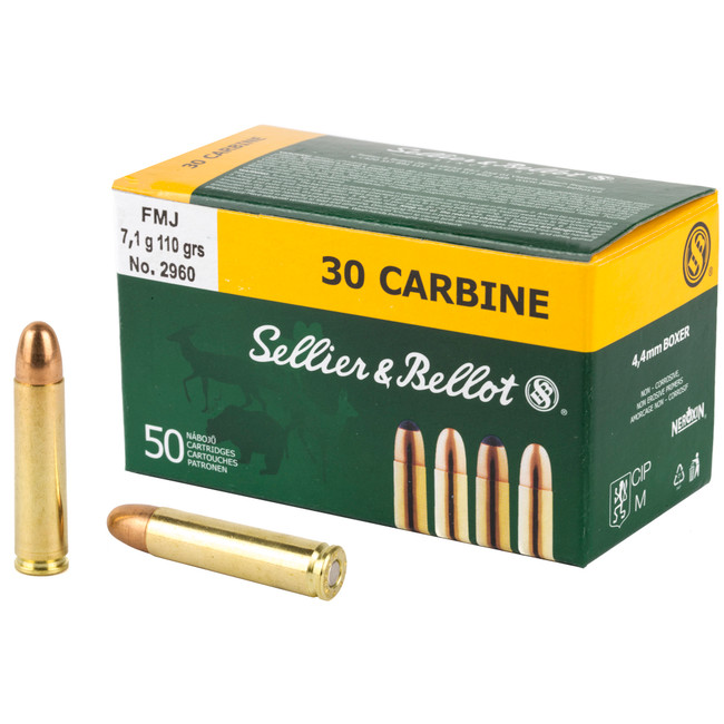 Sellier & Bellot Rifle Ammunition 30 Carbine Full Metal Jacket 110 Grain 50 Rounds - SB30A - 754908510375