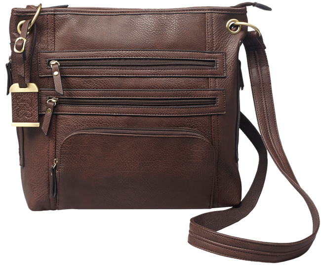 Bulldog BDP039 Cross Body Purse w/Holster Brown Leather Most Sm Pistols & Revolvers Ambidextrous Hand