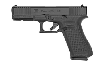 Glock PA175S201 G17 Gen5 Full Size 9mm Luger 10+1 4.49" Black GMB Barrel, Black nDLC Serrated Slide, Black Polymer Frame w/Picatinny Rail, Black Textured w/Interchangeable Backstrap Grip, Ambidextrous - PA175S201 - 764503037085