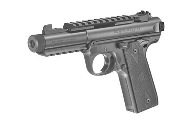 Ruger 40149 Mark IV 22/45 Tactical 22 LR 10+1 4.40" Steel/Threaded Barrel, Blued Slide, Black Checkered 1911-Style Panel Grip, Features Top & Bottom Picatinny Rails - 40149 - 736676401499