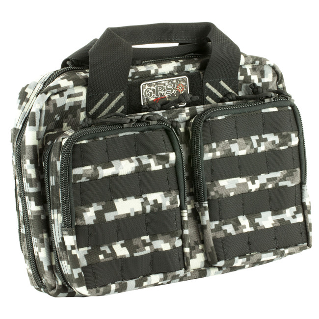 GPS Bags GPST1315PCG Tactical Quad +2 Gray Digital 1000D Polyester with YKK Lockable Zippers, 8 Mag Pockets, 2 Ammo Front Pockets, Visual ID Storage System & Holds Up To 6 Handguns
