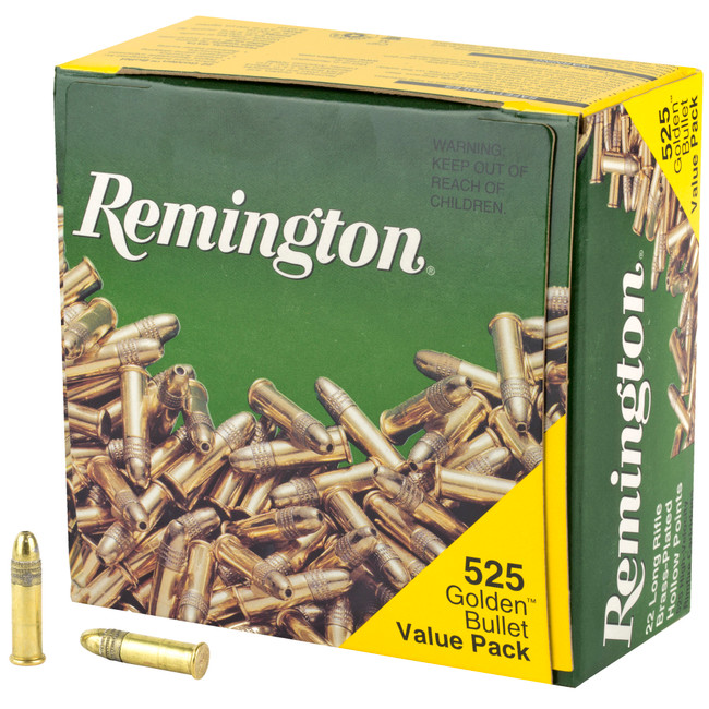Remington Golden Bullet Rimfire Ammo 22 LR 36 gr. Plated HP 525 rd. - 21250 - 047700009100