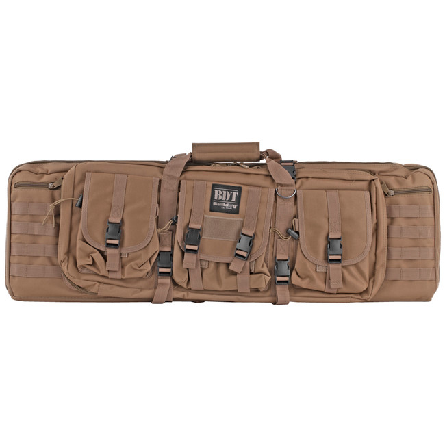Bulldog BDT6037T BDT Tactical Double 37" Tan Nylon, 3 Accessory Pockets, Deluxe Padded Backstraps Lockable Zippers, Padded Internal Divider