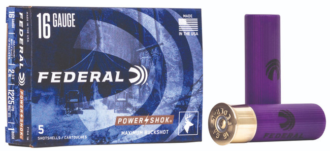 Federal Power-Shok 16 Gauge Buckshot 12 Pellets 1 Buck 5 Rounds - F1641B - 029465009786