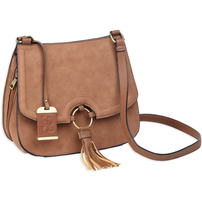 Bulldog BDP034 Cross Body Purse w/Holster Tan Suede Most Sm Pistols & Revolvers Right Hand